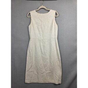Harold's Dress Womens 10 Ivory Sleeveless Sheath Made in Italy Linen Blend